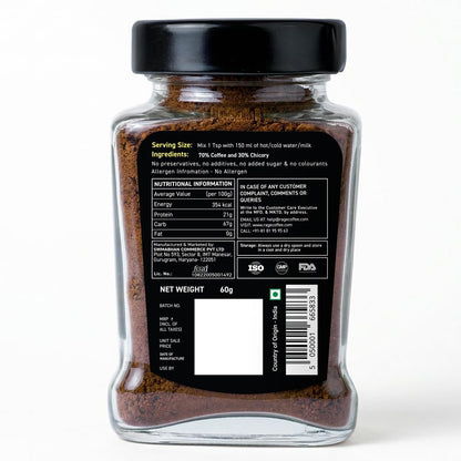 Rage Coffee Premium Silk Blend Classic Coffee Powder - 60g | Fuel Your Day with Plant-Based Vitamin Instant Coffee Powder for Enhanced Fitness, Energy, and Focus | Hot and Cold Coffee