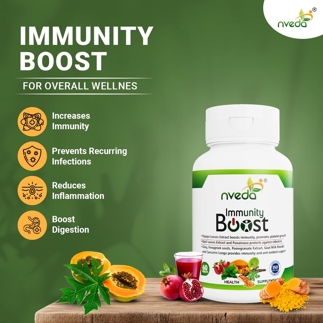 Nveda Immunity Booster with Papaya Leaves Extract, Giloy, Fenugreek see- image 6