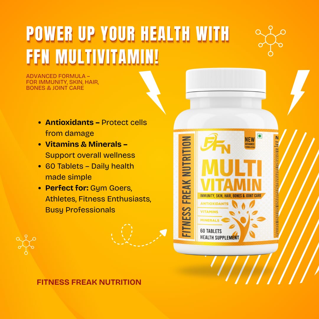 FITNESS FREAK NUTRITION Multi Vitamin Tablet for Immunity, Skin, Hair, Bones & Joint | 60 Tablets