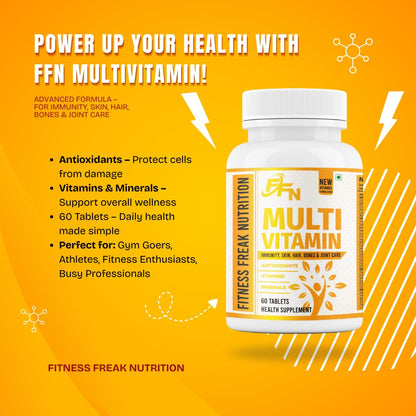 FITNESS FREAK NUTRITION Multi Vitamin Tablet for Immunity, Skin, Hair, Bones & Joint | 60 Tablets