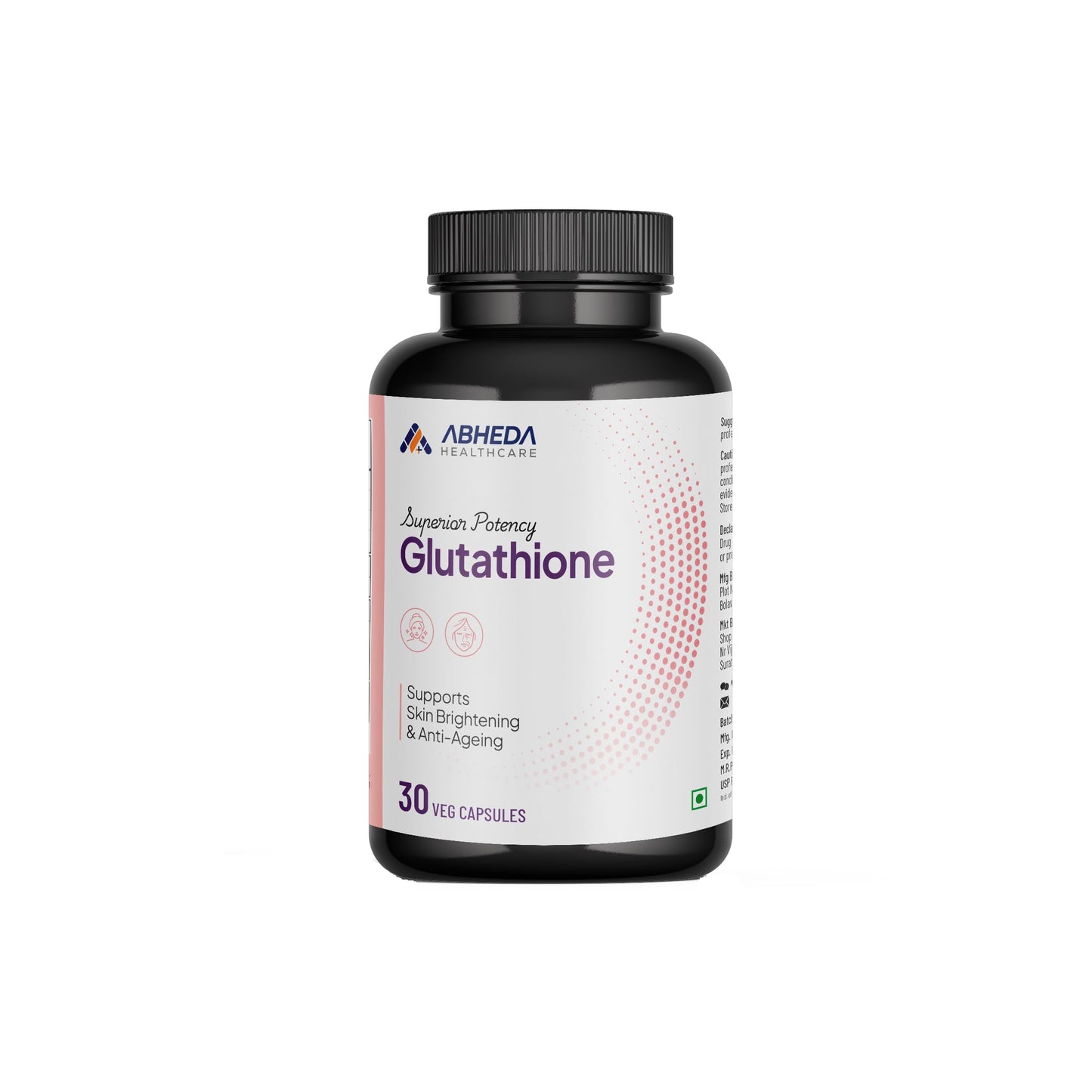 ABHEDA HEALTHCARE L-Glutathione 500mg - 30 Capsules - With Vitamin C and E | Advanced Antioxidant for Skin Brightening, Detoxification, and Immune Support