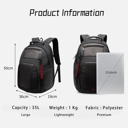 Arctic Hunter Travel Backpack For Men 35L RFID Anti-theft Pocket 15.6 Inch Laptop Bag 7 Zipper Pocket Water-Resistant Ergonomic Rubber Handle Lightweight for Commuting College Travel Abroad