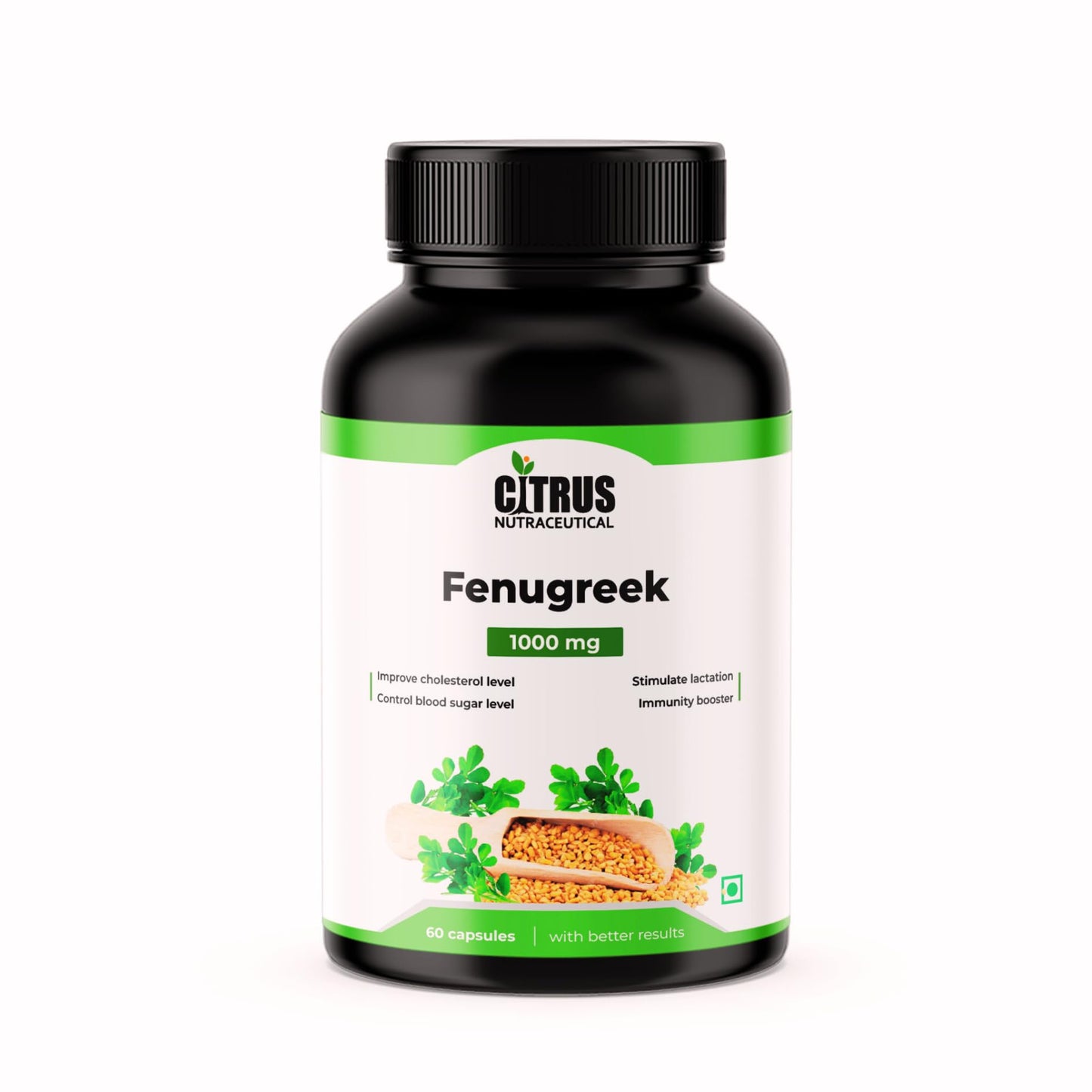 CITRUS NUTRACEUTICAL Fenugreek Seed Extract Supplement 1000 mg For Improve Digestion, Regulate Blood Sugar Level, Increase Lactation and Cardiovascular Support – 60 Capsule (Pack of 2)