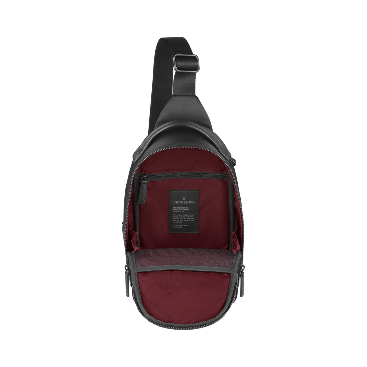 Victorinox Alox Nero Sling Bag (31 cm), 5 litres, Black, Nylon/Leather, 611808|Premium Swiss Sling Bag