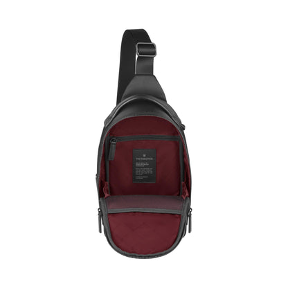 Victorinox Alox Nero Sling Bag (31 cm), 5 litres, Black, Nylon/Leather, 611808|Premium Swiss Sling Bag