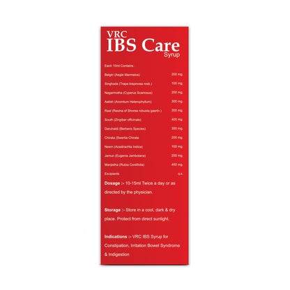 VRC Healthcare IBS Care Syrup 200ml | Ayurvedic Syrup for Constipation, Acidity and Gas Relief | Improve Digestive | Ayurvedic 10+ Herbs for Bowel Syndrome | Herbal Supplement for Men and Women