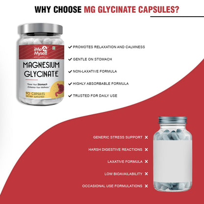 iMeMyself Magnesium Glycinate Capsules – 90 Count | Dietary Supplement for Stomach Comfort & Daily Wellness