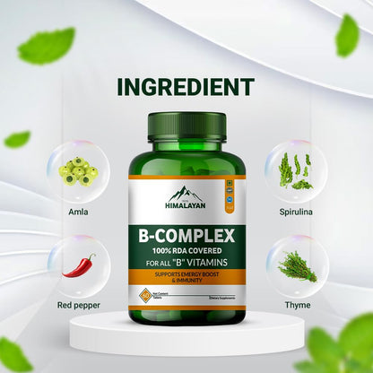 Divya Himalayan Plant-Based B-Complex Support Supplement, 60 Tablets, Supports Energy, Mood & Metabolism, Herbal Blend with B Vitamins