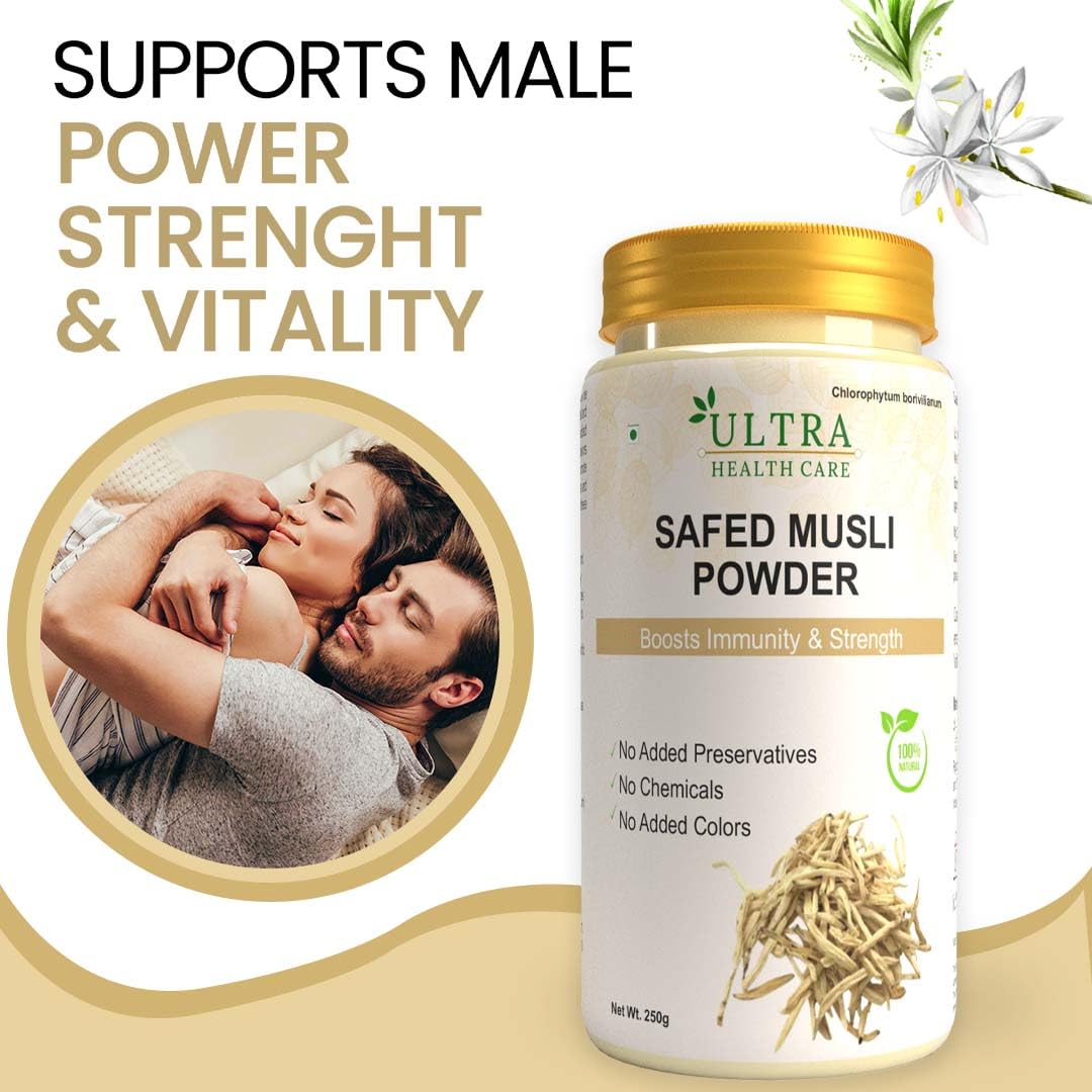 Ultra Healthcare Safed Musli Powder for Stamina | Performance | Immunity Booster | Strength and Vitality |250 gm
