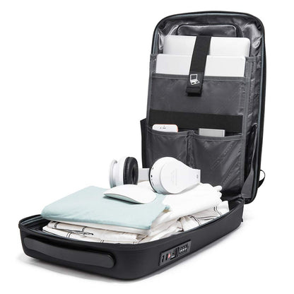 BANGE Multifunctional Hard Shell Water Resistant Business Travel Laptop Backpack (Black)