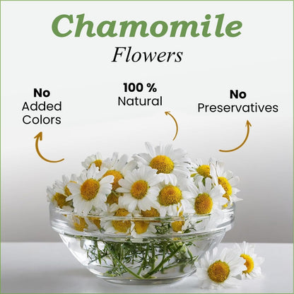 VY VedaYug Chamomile Tea for Sleep - 30g Whole Dried Chamomile Flower Tea for Relaxation & Evening Calm, Caffeine Free Loose Leaf Herbal Infusion for Better Nighttime Rest & Peaceful Mind