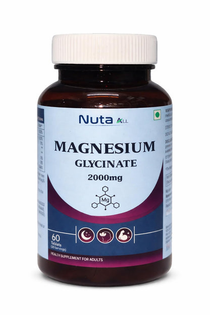 Magnesium Glycinate 2000mg Tablets for Adults | High Absorption Magnesium Supplement | Supports Sleep, Muscle Recovery & Stress Relief | 60 Tablets