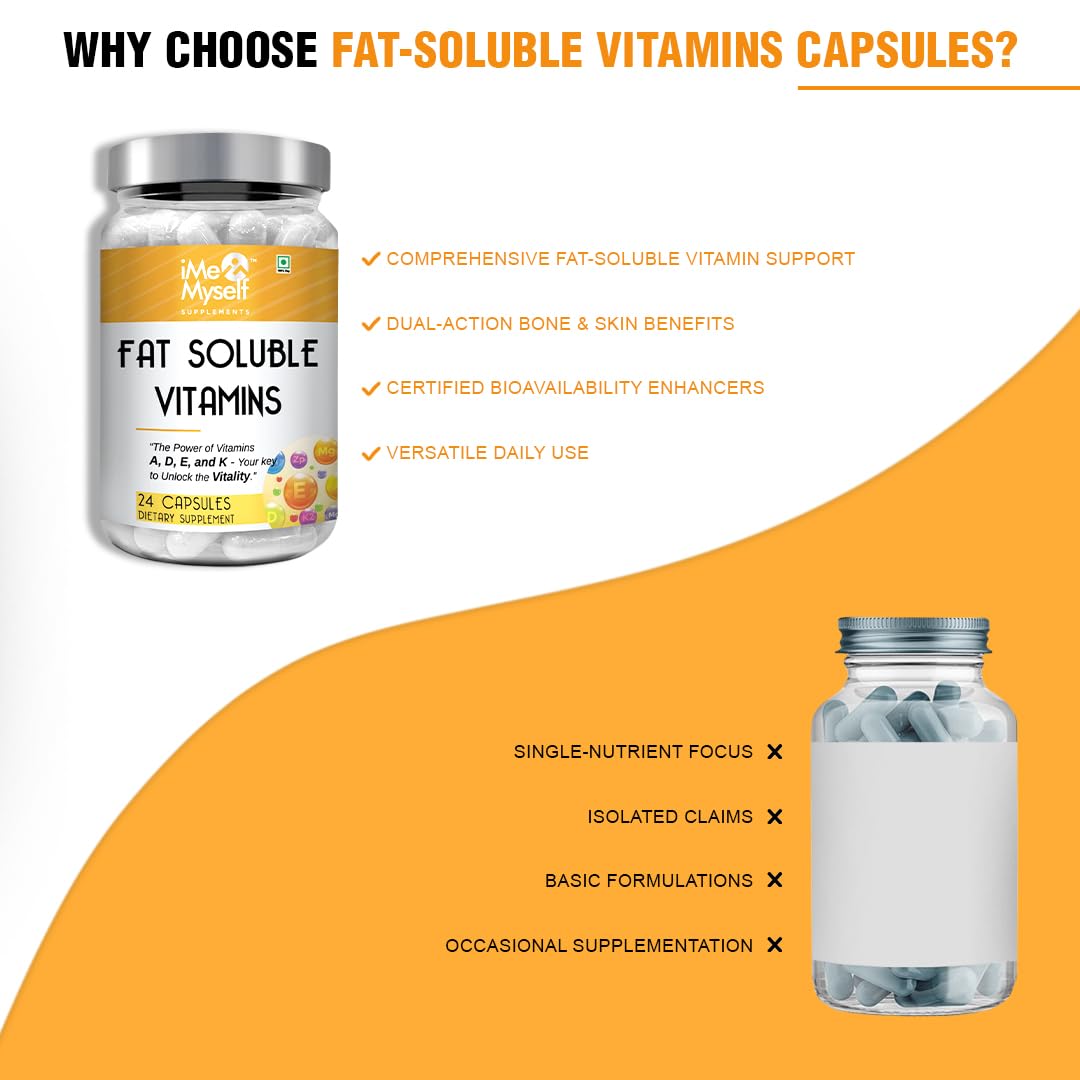 iMeMyself Fat-Soluble Vitamin A, D, E, K Capsules - 24 Count | Supplement for Wellness