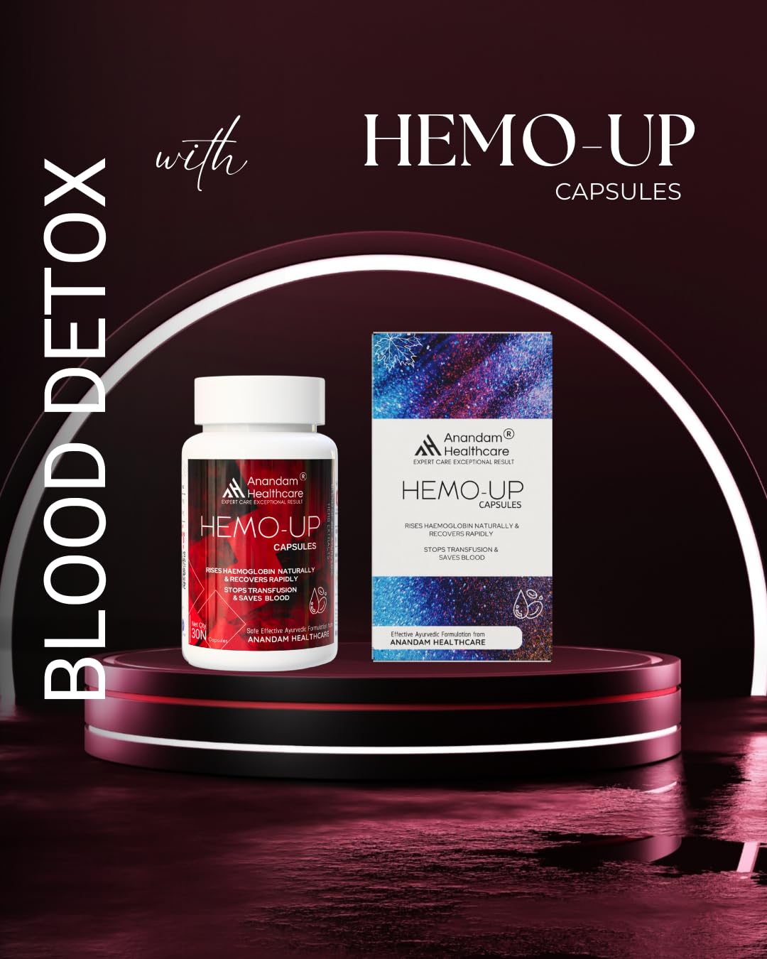Anandam Organic Hemoup Blood Detox Ayurvedic Natural Extracts | Blood Purifier - 30 Capsules