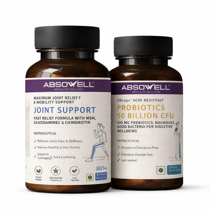 Absowell Joint Support & Probiotics Combo – Glucosamine, Chondroitin, MSM + 50 Billion CFU Probiotic