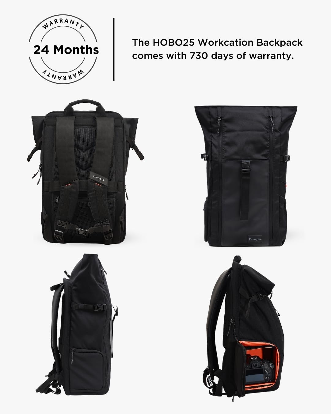 CarryPro HOBO25 V3.0 (Black), Everyday Workation Laptop Backpack(16 inc- image 7