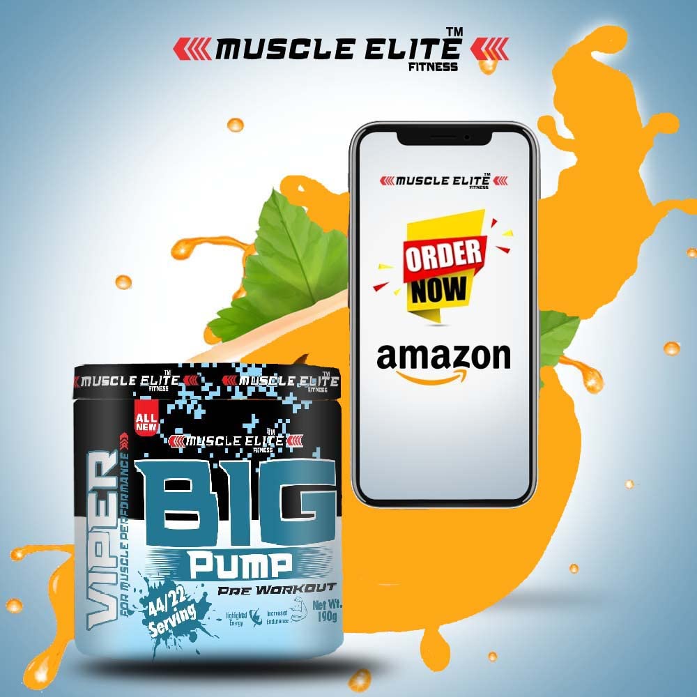 MUSCLE ELITE FITNESS Pre-Workout Supplement with Creatine Monohydrate, Citrulline, For Men & Women [44 Servings, Blueberry] Free Shaker