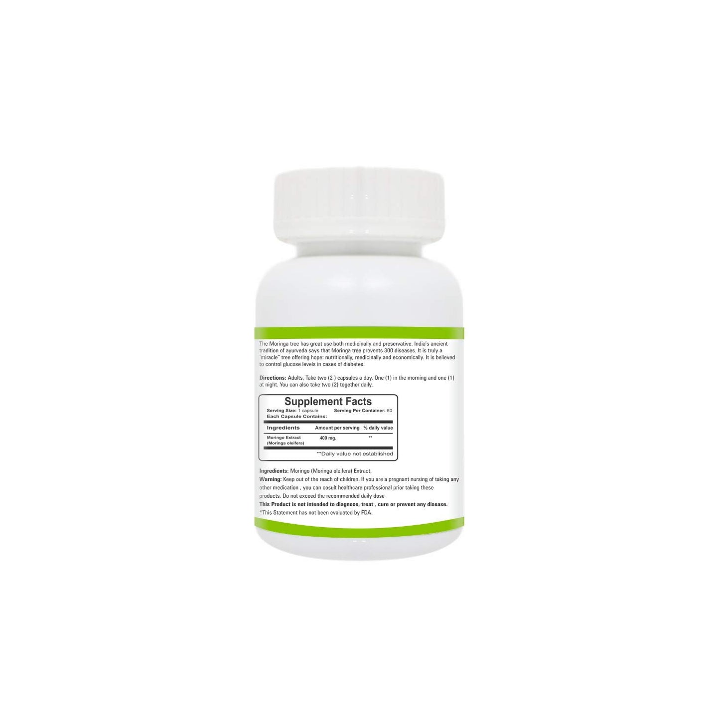Zindagi Natural Moringa Capsules - Pure Moringa Extract Powder - Health Supplement For Energy (60 Capsules)