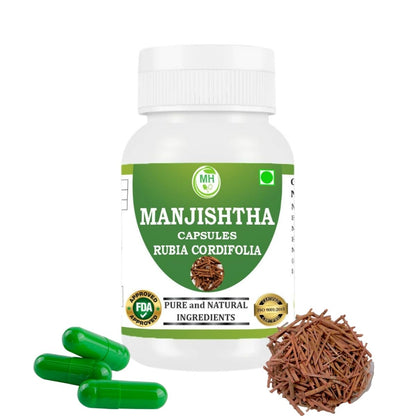 Morsan Healthcare MANJISTHA Capsules – 60 Veg Capsules | Rubia Cordifolia Extract | Natural Ayurvedic Supplement | Plant-Based Herbal Formula | Pack of 1