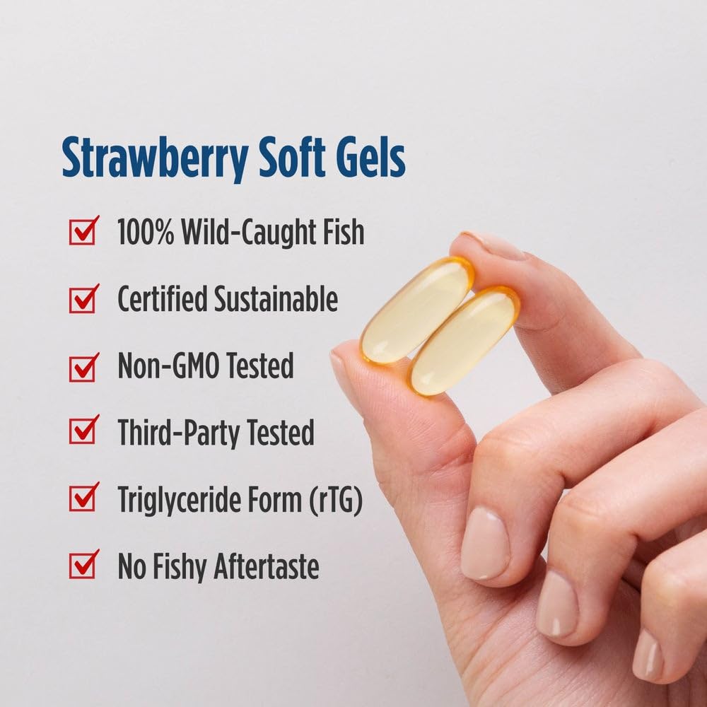 Nordic Naturals DHA Xtra | 1660 Mg Omega-3 Fish Oil | High-Intensity DHA Formula | EPA & DHA Supplement For Brain Health & Nervous System Support Strawberry Flavour Fish Oil 60 Softgels