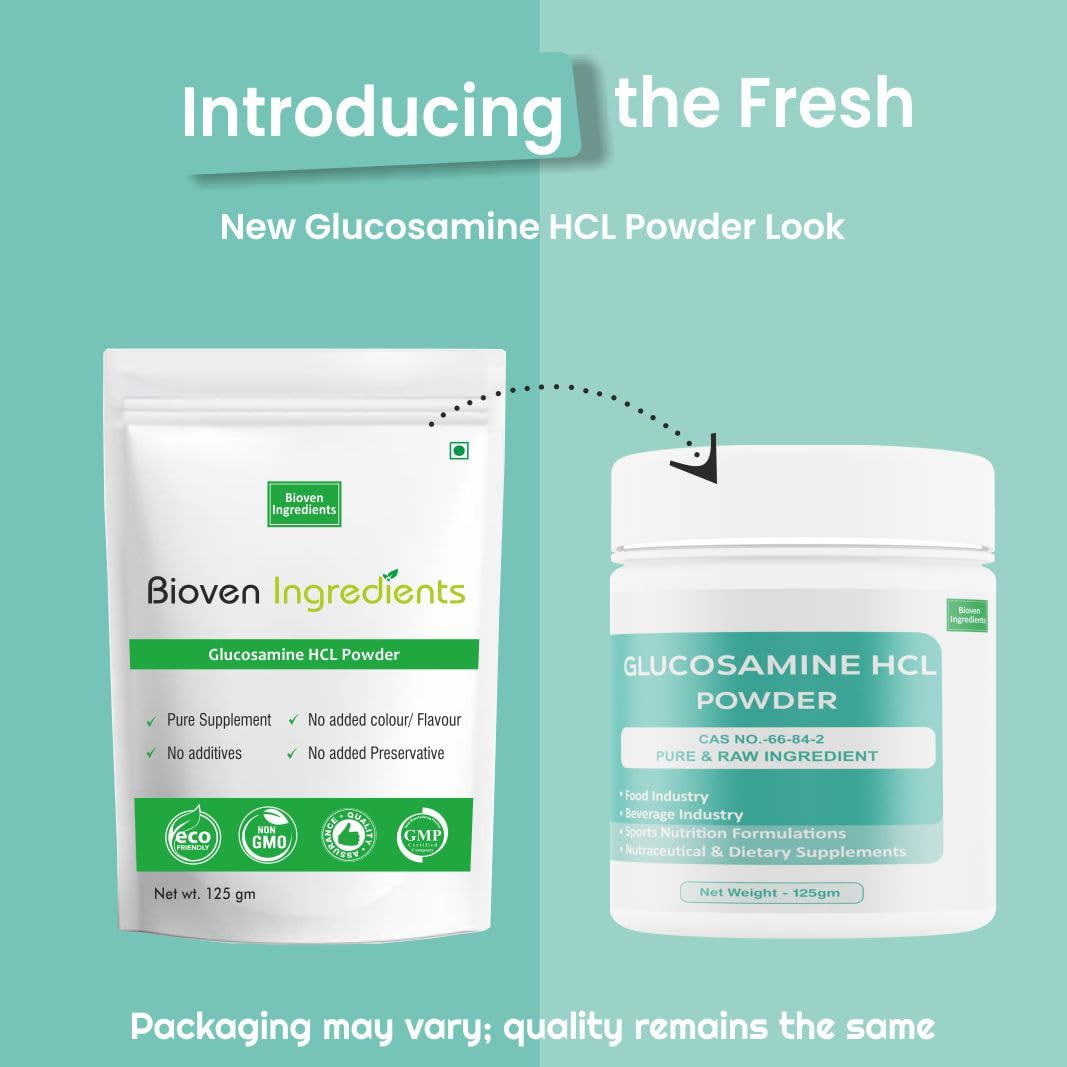 Bioven Ingredients Glucosamine HCL Powder, Pure Supplements, No Filters/Binders, (Gram, 125, gram)