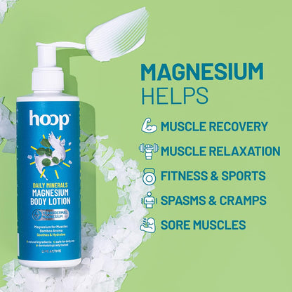hoop Magnesium Body Lotion | Topical Magnesium Chloride Supplement for Muscle Recovery | Magnesium Oil helps Relax Muscles, Recover from Spasms, Cramps, Fitness & Sports | 250 ml