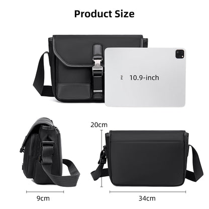 Arctic Hunter Nylon Sling Bag for Men 11" iPad Anti-Theft Stylish Side Messenger Bag Multiple Compartments Crossbody Shoulder Bag Water-repellent for Casual Daily Travel (Black)