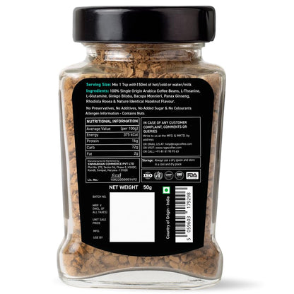 RAGE COFFEE Irish Hazelnut - Flavored Instant Coffee Powder for both Hot & Cold Coffee, 100% Single Origin Arabica Coffee Beans Powder (IRISH HAZELNUT, 50g)