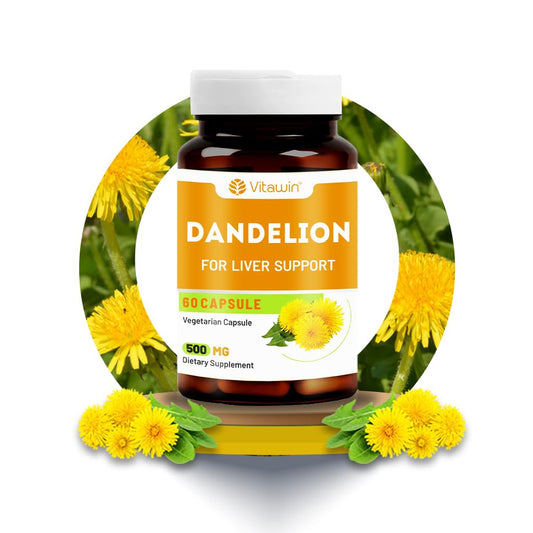VitaWin Dandelion Capsules 500mg | Herbal Supplement for Daily Wellness, Plant-Based Nutrition & Antioxidant Support | 60 Vegetarian Capsules