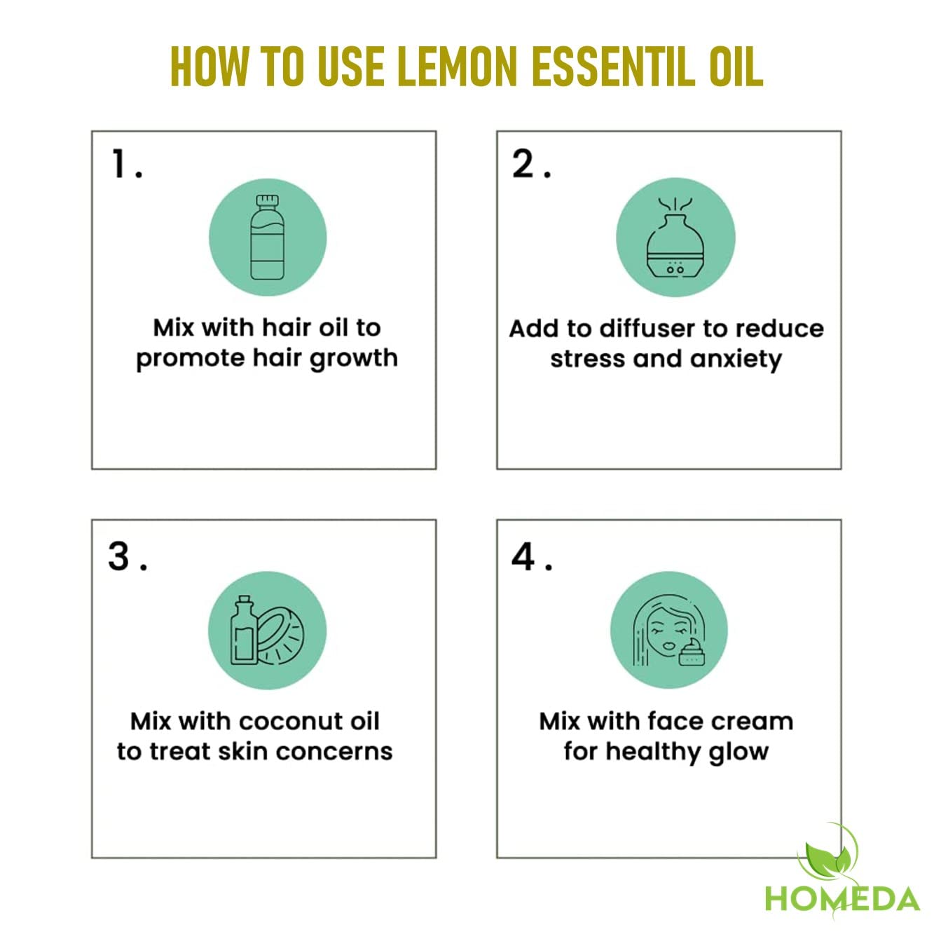 Homeda Lemon Essential Oils for Skin (100 ML), Lamon Essential Oil for Hair Care, Lemmon Cold Pressed, 100% Pure