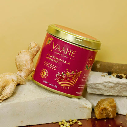 VAAHE Chicken Masala | 17+ Natural Spices | Freshly Ground and Packed | 100% Pure and Natural | Single Origin | Premium Tin Box (70 gm)