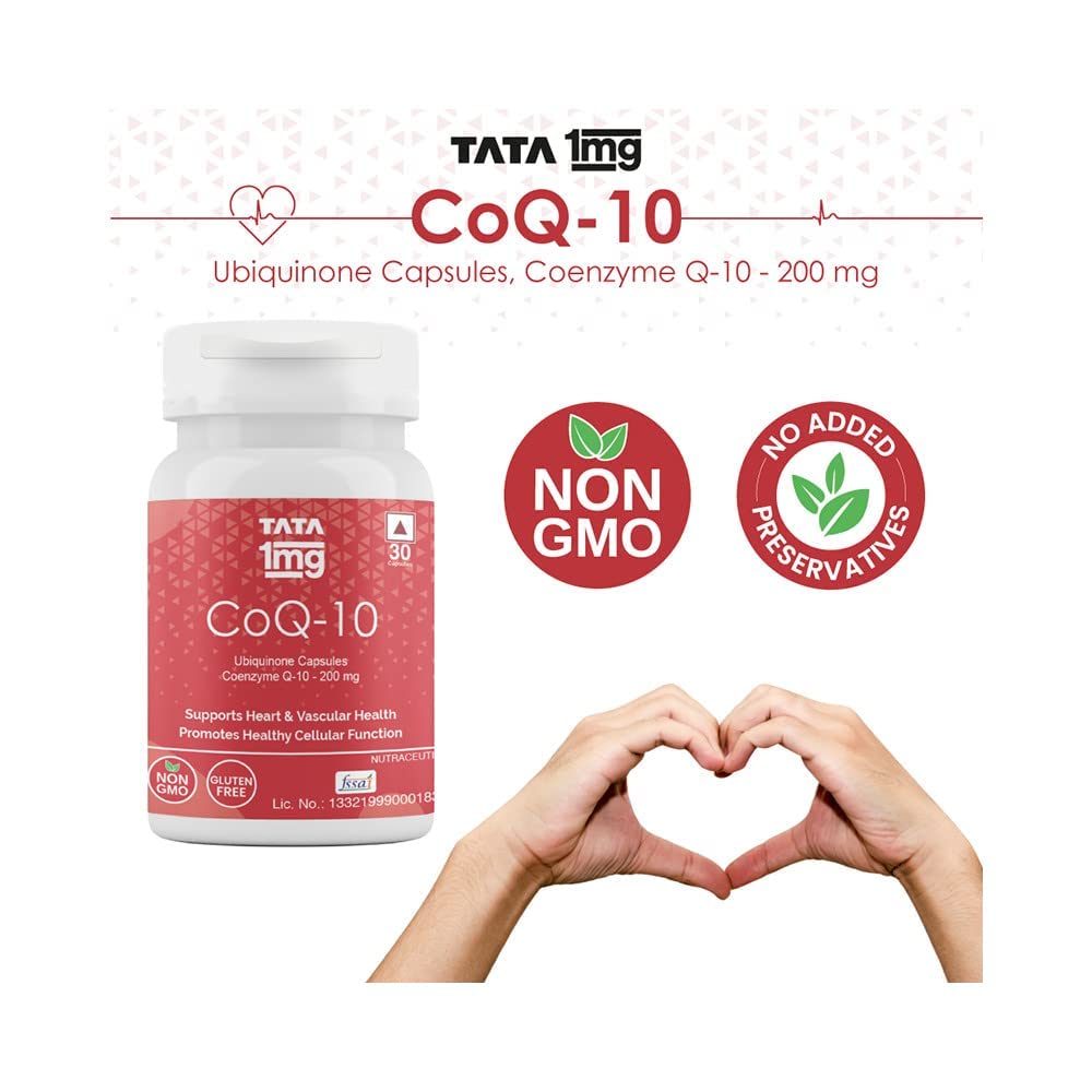 Tata 1mg CoQ 10 (Coenzyme 10) ((200mg)) Capsules, Supports Heart and Vascular Health, Promotes Healthy Cellular Function For Unisex , 50 grams