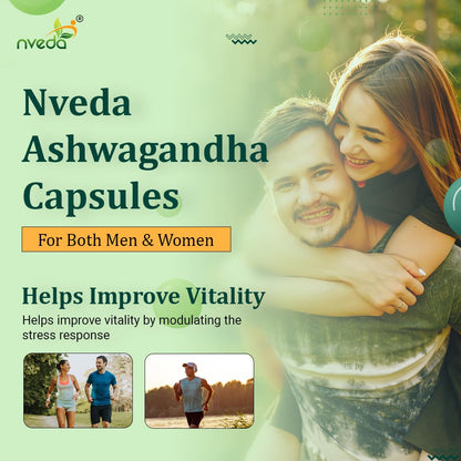 Nveda Ashwagandha Capsules | Stress Relief, Anxiety Support & Energy Booster Supplement | Ashwagandha for Men & Women for Stamina, Strength, Vitality & Immunity | Ayurvedic Ashwagandha Capsules | 60 Capsules