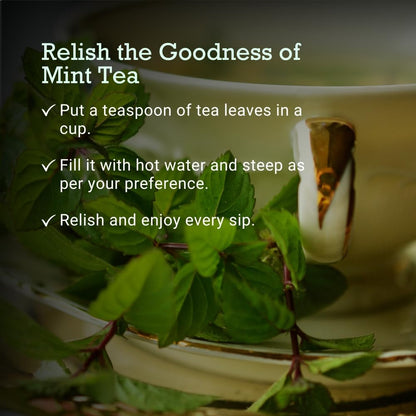 First Bud Organics Mint Tea - 100gm | Refreshing, Soothing Herbal Blend | Pure Peppermint Leaves, Caffeine-Free | Digestive Health and Relaxation