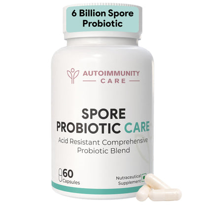 Autoimmunity Care Spore Probiotic Care | 6 Billion CFU Spore-Based Probiotics Supplement for Gut Health & Immunity | Probiotics for Women & Men | Reduces Gas, Bloating, Constipation & IBS | 60 Caps (60 doses)