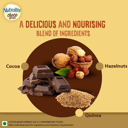 Nutralite Choco Spread Crunchy 275g| With Protein-Rich Quinoa | Premium Chocolate and Real Hazelnuts | Tasty and Healthy Chocolate Spread | For Tasty & Healthy Breakfast | Use as Dip or Spread