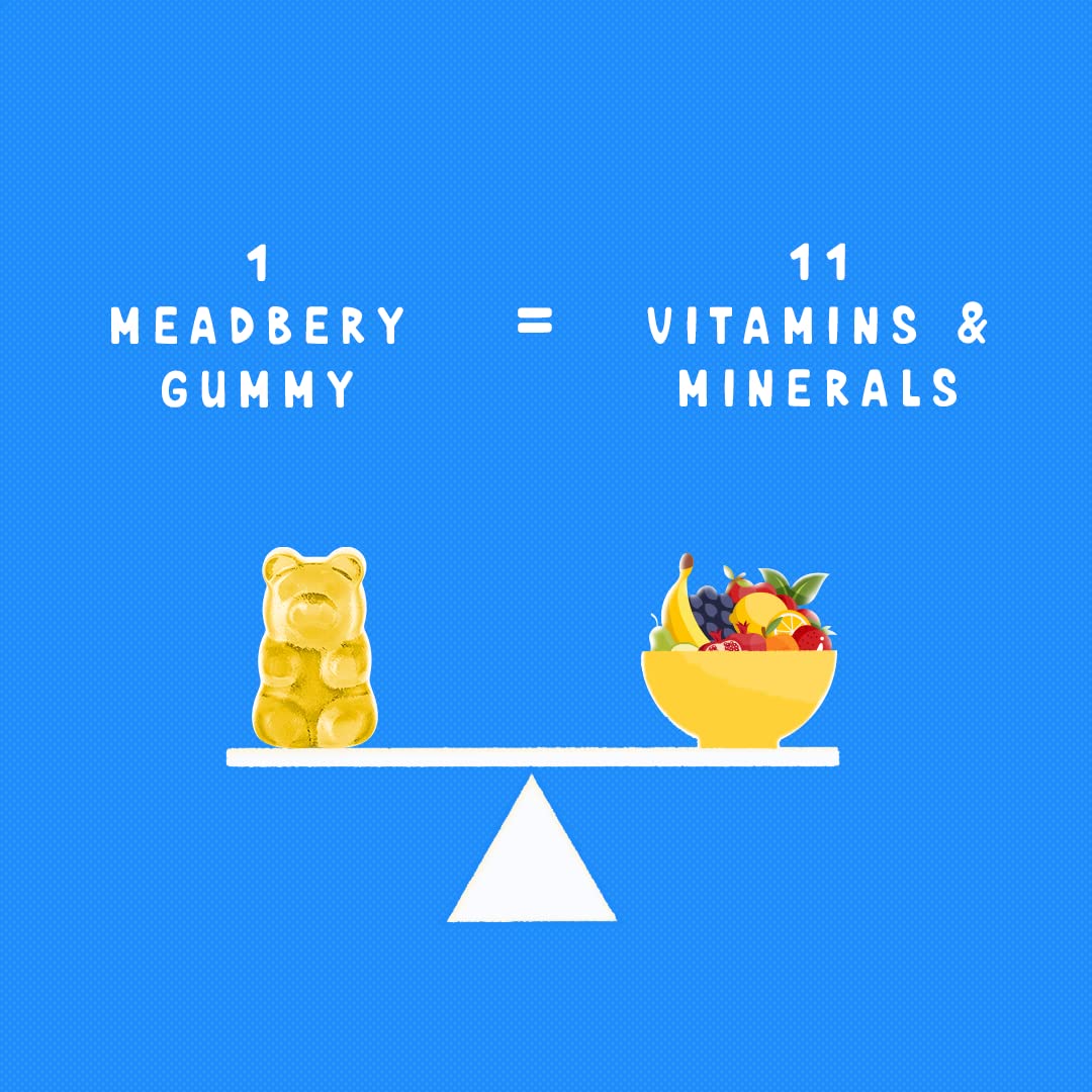 Meadbery Multivitamin Calcium Combo Gummy Bears Glutenfree Formula With Minerals And Vitamins B C D E B12 B6 For Kids Bone Health Growth Kids Bone Teeth Health 30+30 Tasty Gummies
