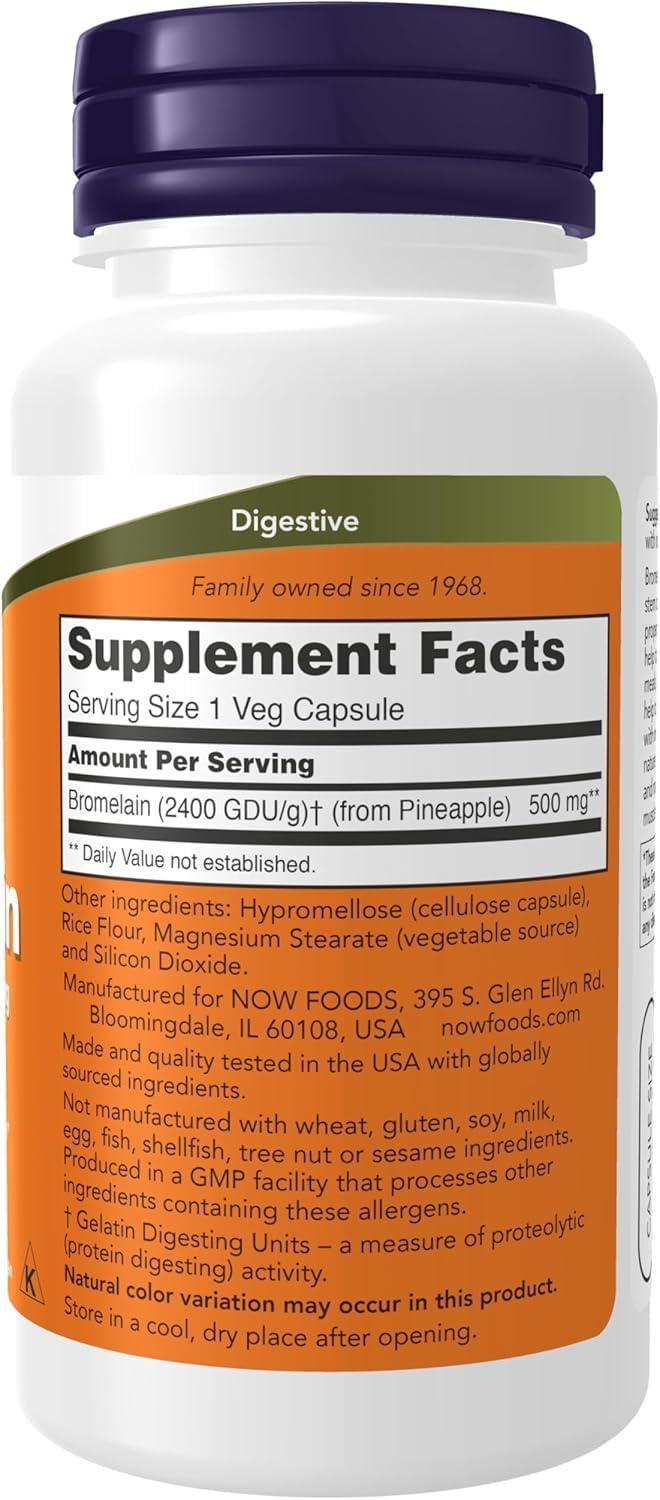 Now Foods, Bromelain, 500 mg, 60 Veggie Caps- image 4