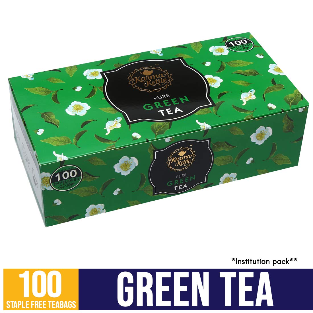Karma Kettle | Green Tea |Unbleached and Staple-Free with Natural Flavorings | 100 Tea Bags