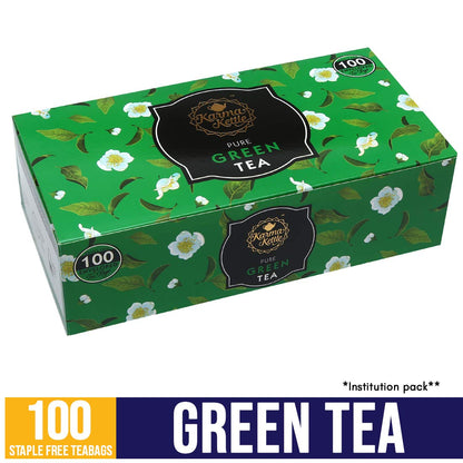 Karma Kettle | Green Tea |Unbleached and Staple-Free with Natural Flavorings | 100 Tea Bags