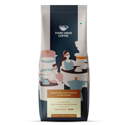 THIRD WAVE COFFEE | Signature South Indian Filter | Dark Roast | Moka Pot | Fine Grind | 250 grams | Pouch