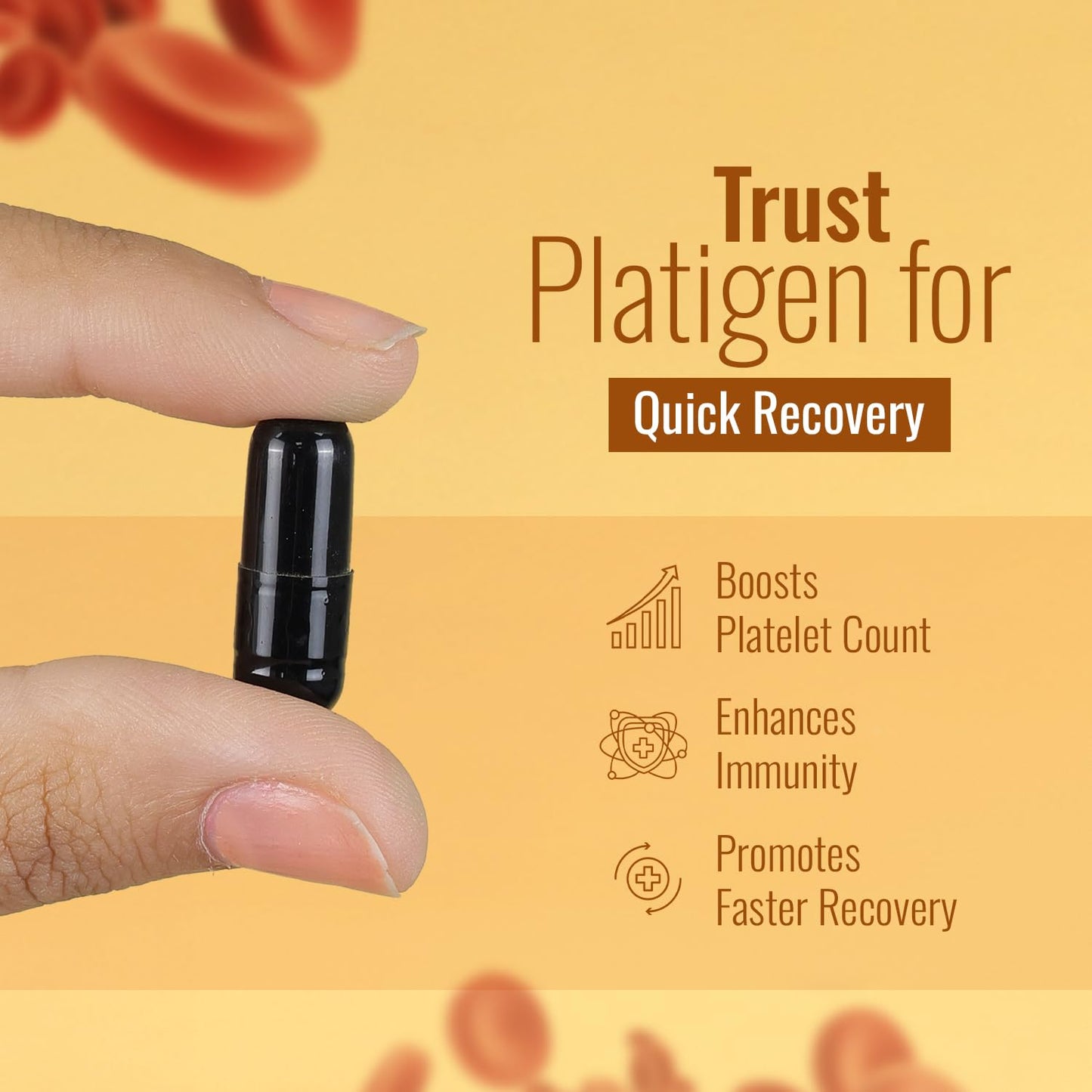 Leeford Platigen Platelet Booster Capsules 10 Capsules | Natural Platelet Booster | Post-Viral Recovery & Immunity Support | Ayurvedic formula to Rebuild Energy and Strength
