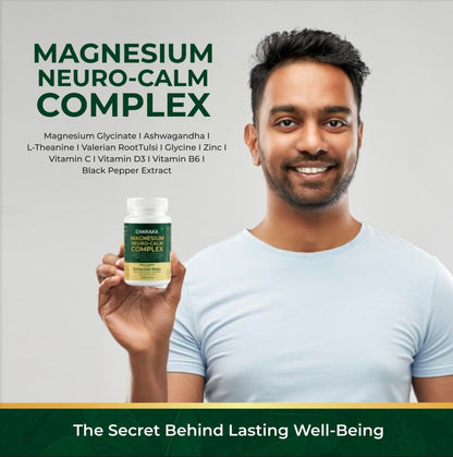 Charaka Magnesium Glycinate for Deep Sleep & Stress Relief | Fall Asleep Faster, Calm Mind | Ashwagandha, L-Theanine, Valerian | 120 Tablets | Non-Habit Forming