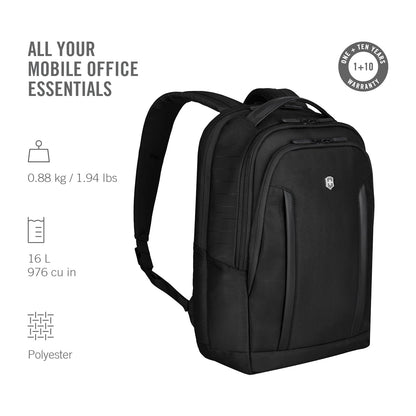 Victorinox Swiss Designed Altmont Professional Compact Laptop Backpack, Black, One Size, 16 IN (602151)