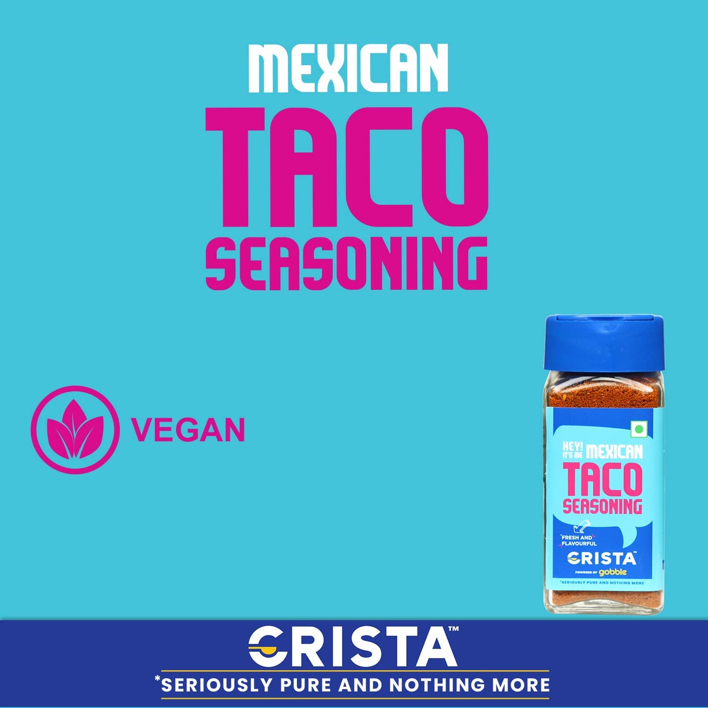 CRISTA 45 gms Mexican Taco Seasoning for Taco, Enchilada & Burrito | Premium Herbs & Spices Blend with authentic Mexican Flavours | Zero added Colours, Fillers, Additives & Preservatives | Vegan