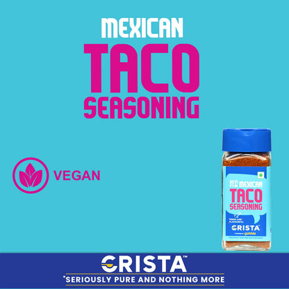 CRISTA 45 gms Mexican Taco Seasoning for Taco, Enchilada & Burrito | Premium Herbs & Spices Blend with authentic Mexican Flavours | Zero added Colours, Fillers, Additives & Preservatives | Vegan