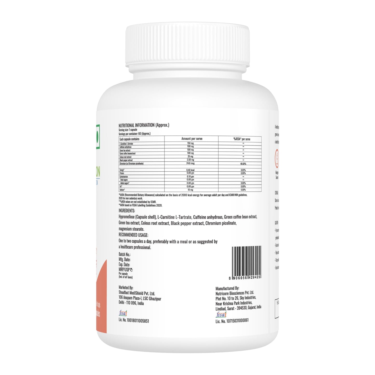 Steadfast Nutrition Leanfast Fat Burners Metabolism Booster Weight Loss Supplements (60 Capsules)