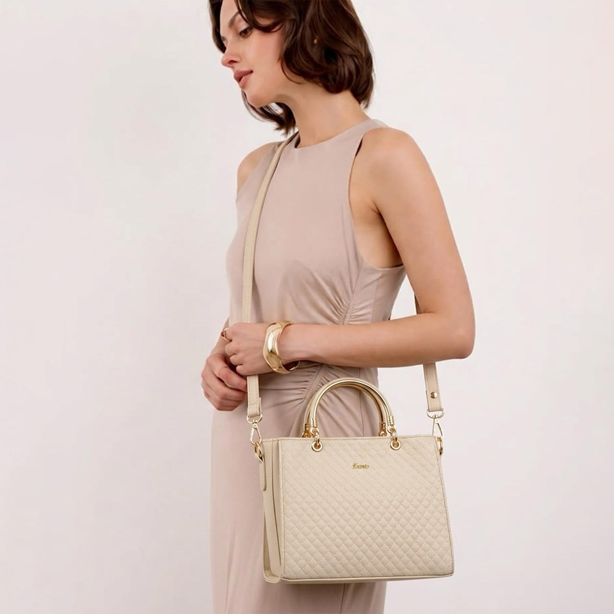EXOTIC® Studded hand bag for Girl/Women (OFF WHITE)