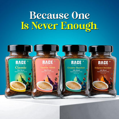 Rage Coffee Silk Blend Instant Coffee Powder | Creamy Hazelnut Silk Blend Flavoured Coffee 60 GMs | Premium, Bold & Smooth