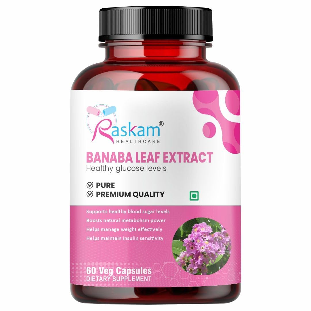 Raskam Banaba Leaf Extract Capsules |Natural Wellness Support |100% Vegetarian | 60 Capsules